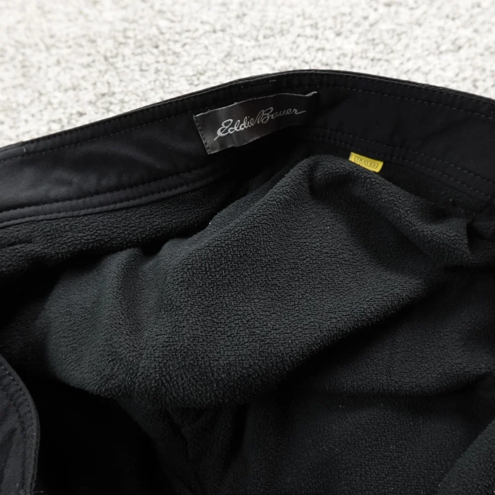 Eddie Bauer Pants Mens 38X30 Black Travex Fleece Lined Cargo Hiking Stretch Warm